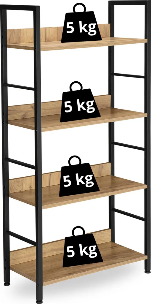 Bibliothèque Varberg Craft bois et métal 5 niveaux pour salon et bureau - 6