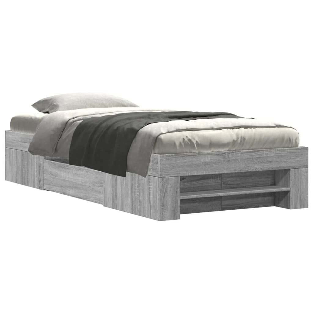 vidaXL Bettgestell Grau Sonoma 75x190 cm Holzwerkstoff