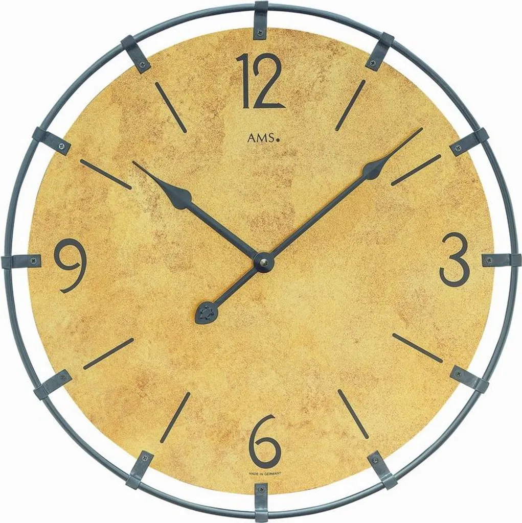 Horloge murale AMS W9616MO radio-pilotée avec cadran en bois de luxe