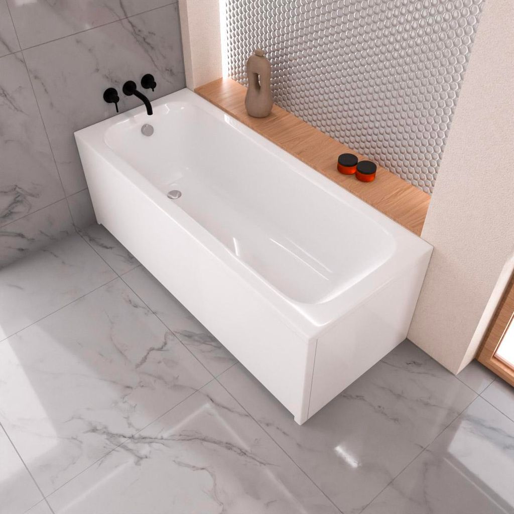 ECOLAM Badewanne Rechteckbadewanne 150x70 cm Pola Acrylwanne + Schürze Füße Ablauf Wanne
