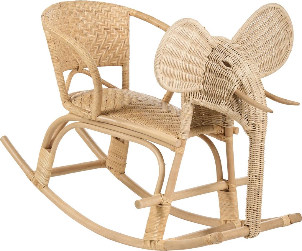 BELIANI Kinder Schaukeltier Naturfarben aus Rattan Elefantenform Handgefertigt Indoor Terrasse Boho Stil für Kinderzimmer