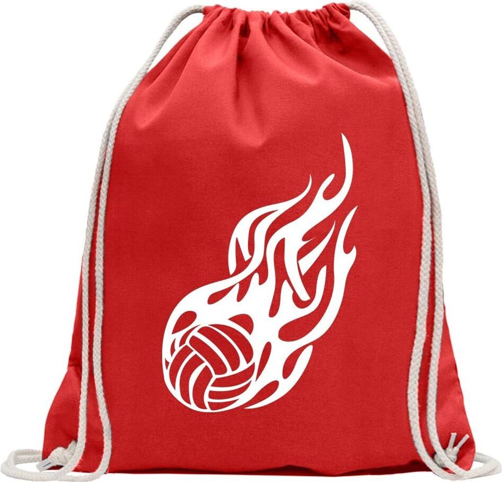 Kiwistar - Turnbeutel - rot - Fireball - Fun Rucksack Sport Beutel Gymsack Baumwolle mit Ziehgurt