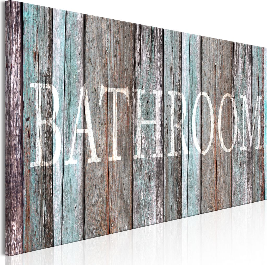 Modernes Wandbild m-C-0424-b-a (150x50 cm) - 1 Teilig Bilder Fotografie auf Leinwand Foto Bild Dekoration Wand Bilder Kunstdruck BATHROOM AUFSCHRIFT