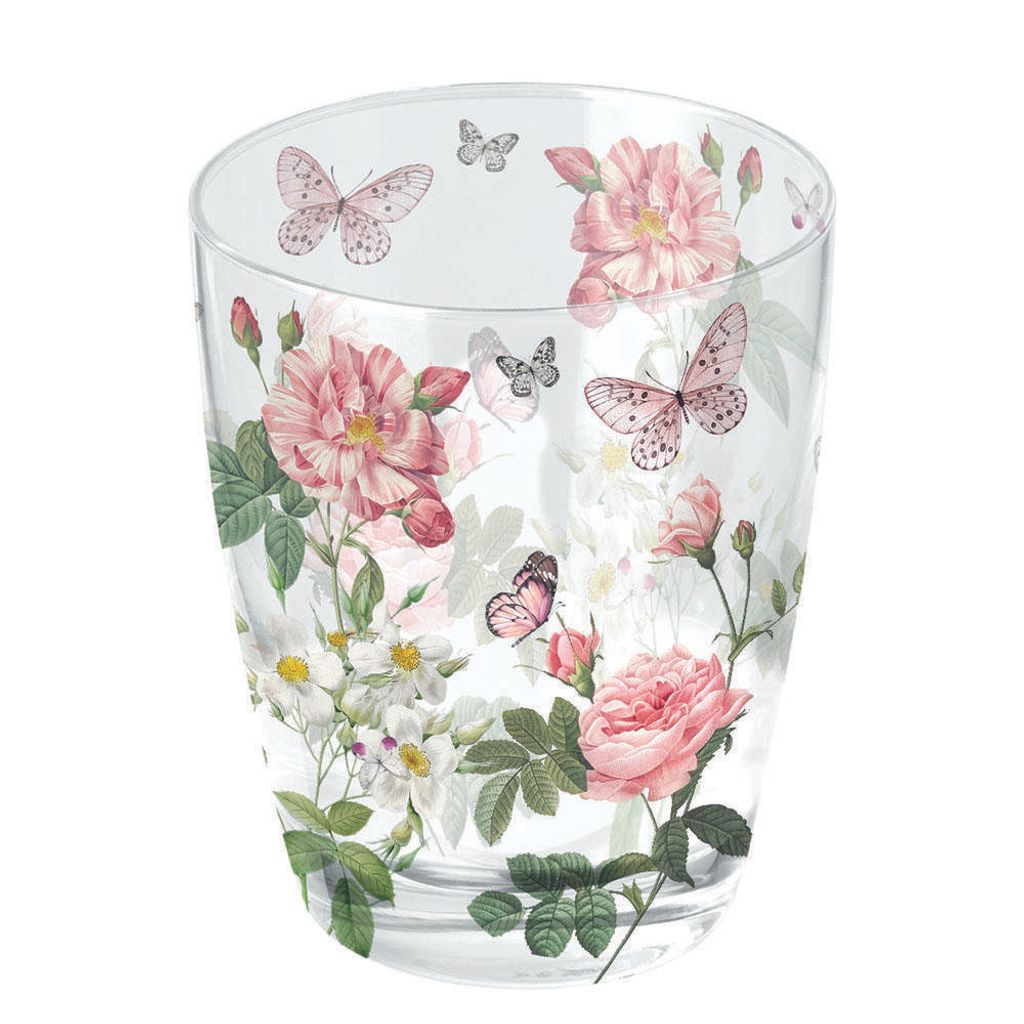 Wasserglas Ø 8 h 9 cm 0,25L Amelia weiß Schmetterlinge Produktbild 