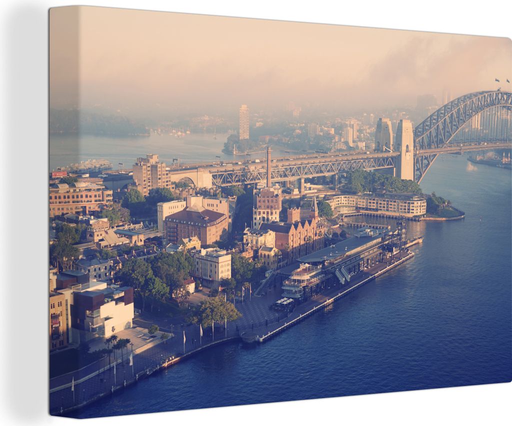 OneMillionCanvasses - Leinwandbilder - 150x100 cm, Sydney Harbour und Brücke in Australien, Wandbilder Kunstdruck Wanddekoration