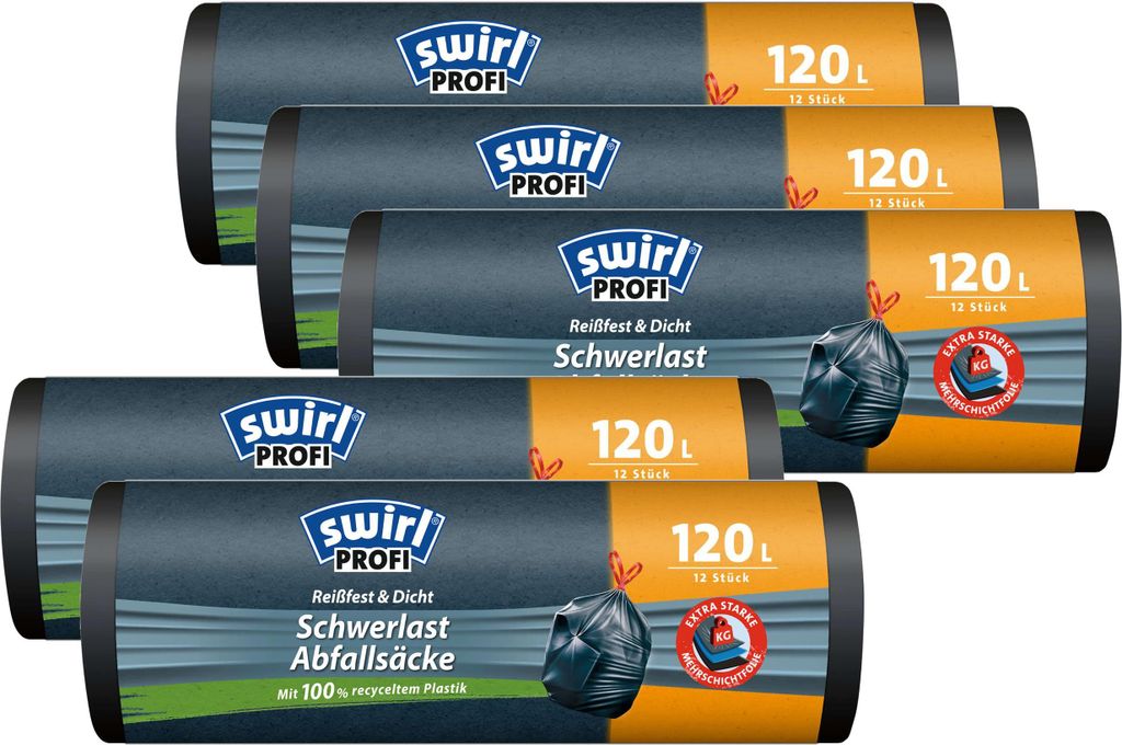 Swirl Schwerlast Säcke 120L 12 stk./ Rolle (5er Pack)