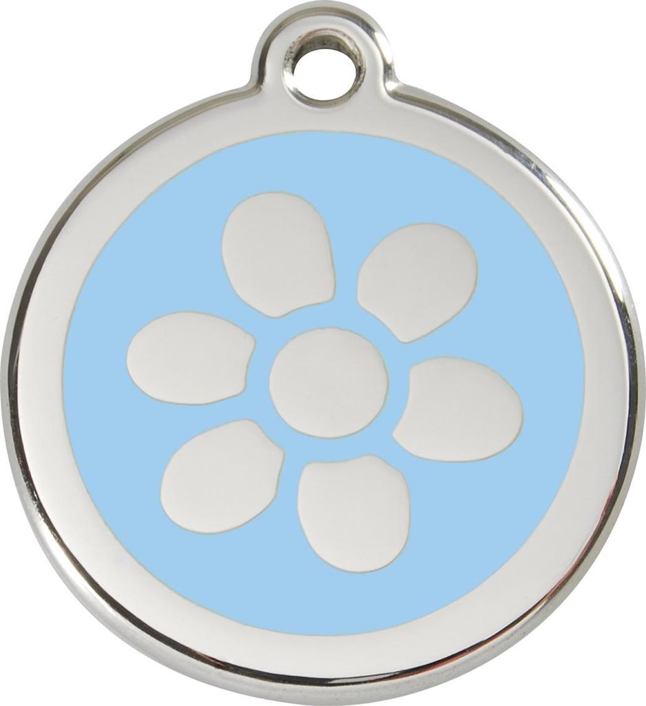 RedDingo Hundemarke mit individueller Gravur Blume hellblau, Größe: L