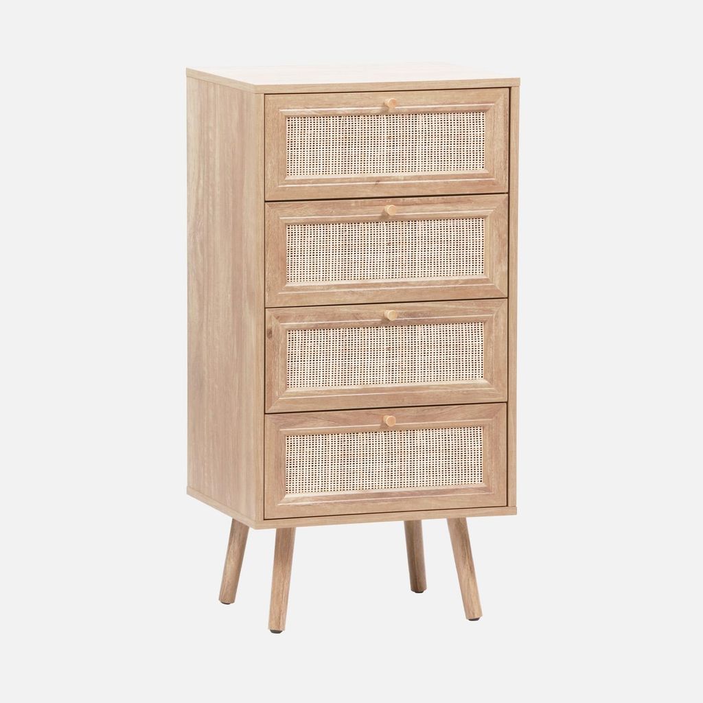 sweeek - Hochkommode mit Holzdekor, Rattan-Geflecht und 4 Produktbild 
