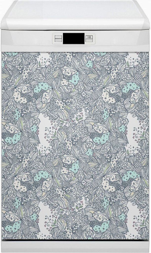 Magnet Folie für Geschirrspüler Küche Magnetmatte 45x80 cm Nachbildung Geschirrspüle - Blumen
