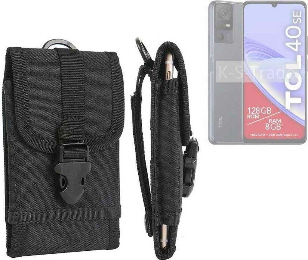 K-S-Trade Holster Handy Hülle kompatibel mit TCL 40 SE Holster Handytasche Gürtel Tasche Schutz Hülle Robust Outdoor schwarz
