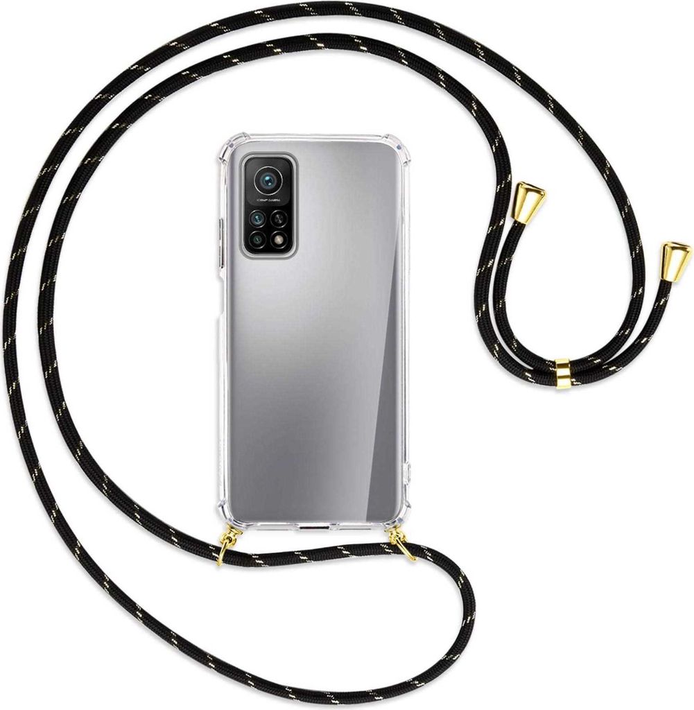 Handykette Backcover-Schutzhülle mit Band (Metall goldfarben) für Xiaomi Mi 10T (Pro) 5G - schwarz/gold