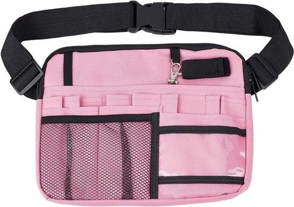 Trousse de soins rose anti-perte avec porte-ruban et poches d'organisation