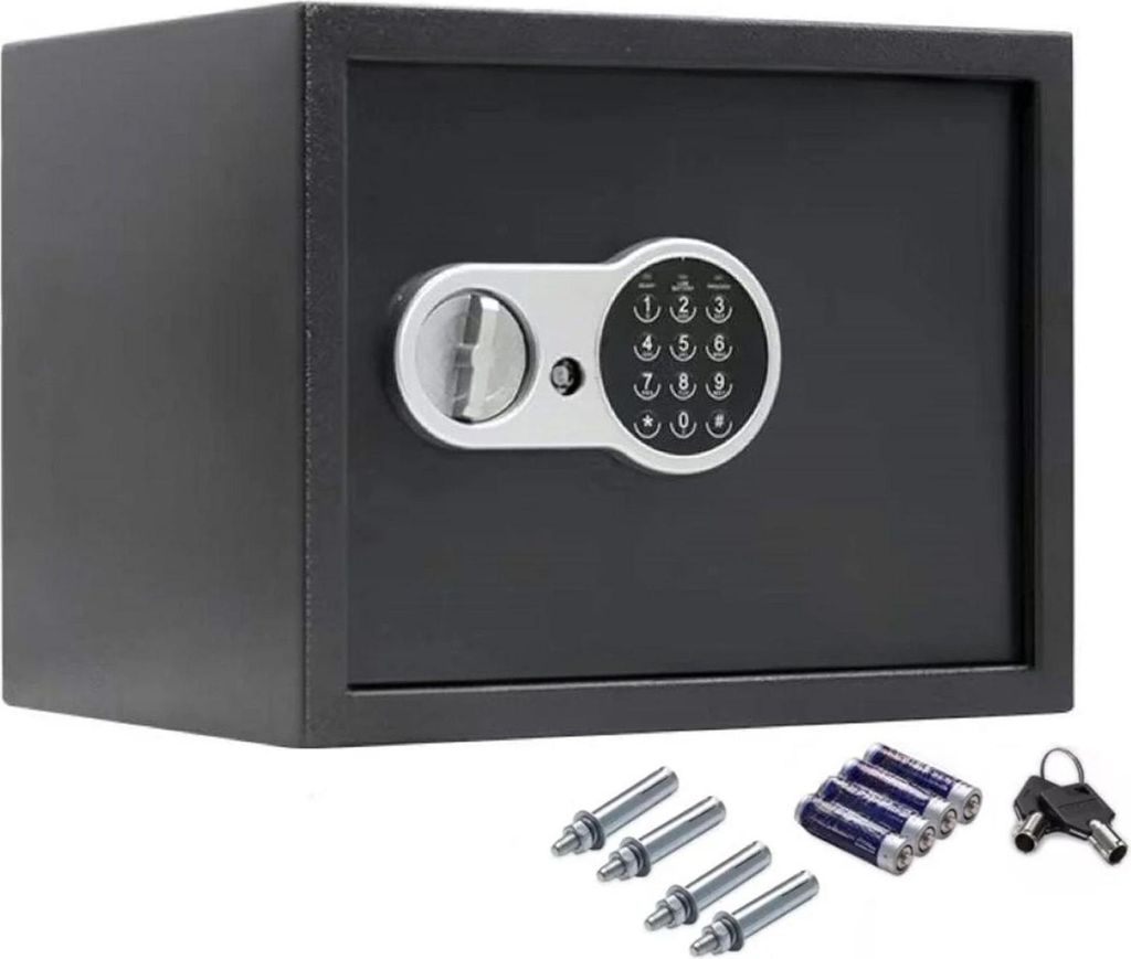 Safe Tresor 26L | Elektronischer Stahlsafe 30x38x30 cm | Zahlenschloss mit Notfallschlüssel | 4x Batterien & Wandbolzen inkl. | 8,3 kg | Herausneh...