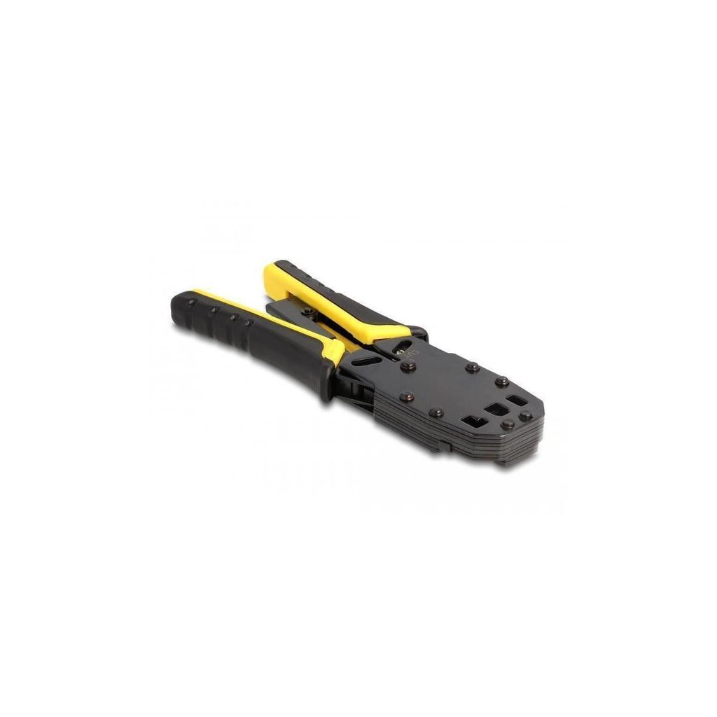 DeLOCK Universelle Crimpzange mit Abisolierer für 10P (RJ50), 8P (RJ45), 6P (RJ12/11), 6P DEC oder 4P Modular Stecker, Crimpwerkzeug