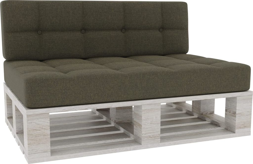 Palettenkissen, Palettenauflagen Sitzkissen Rückenlehne Gesteppt PFG (Set (Sitzkissen 120x80 +Rückenlehne 120x40), Dunkelgrün)