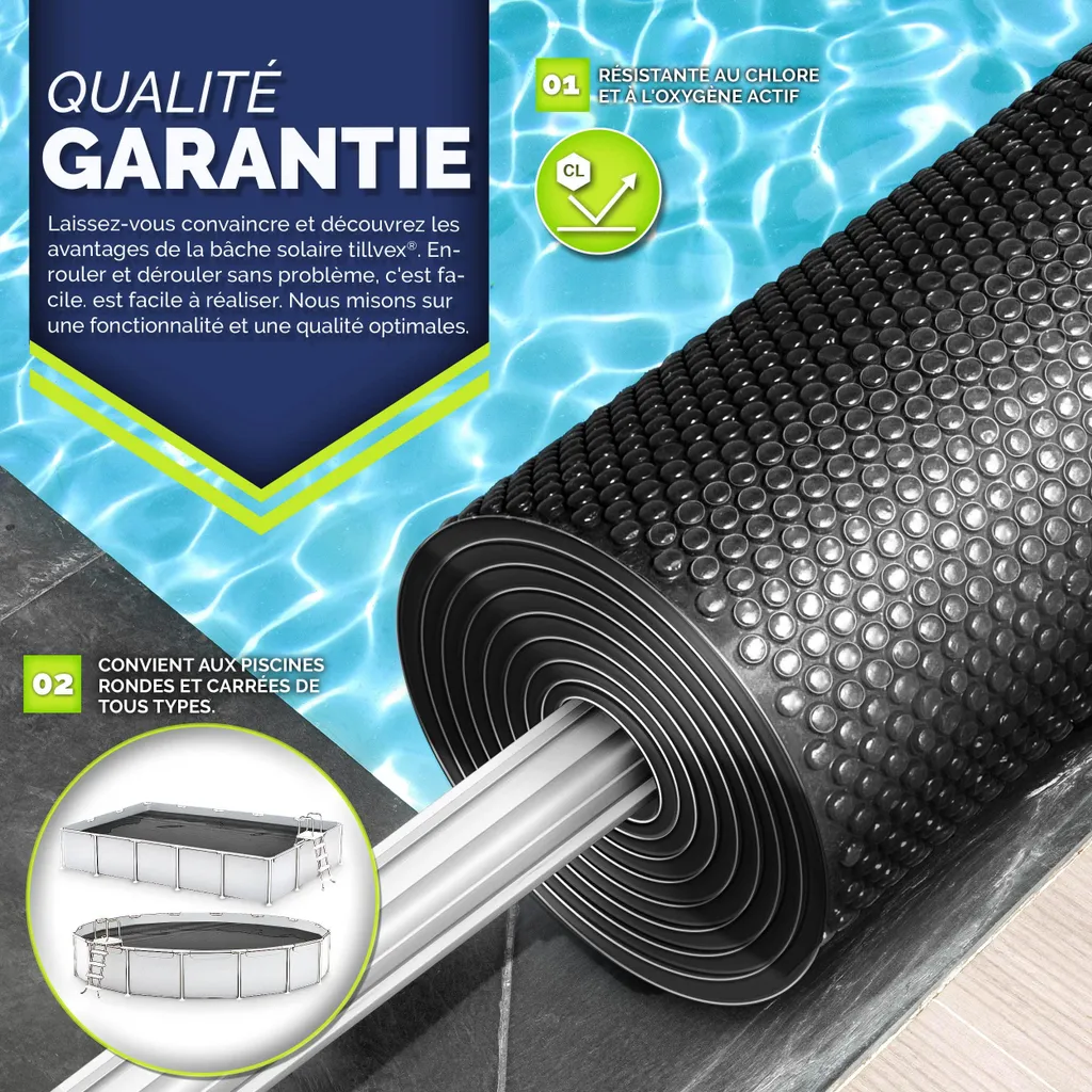 Telo Solare Piscina Tillvex 7x4 m - Riscaldamento Nero 400µm - 11