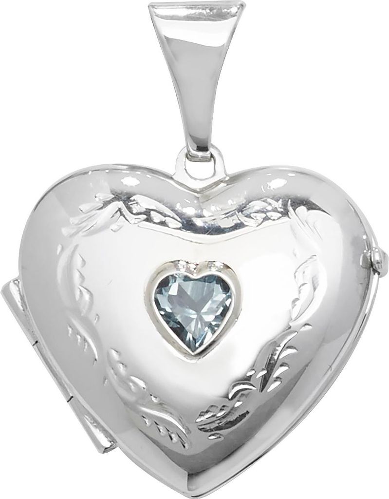 Edles 925 Sterling Silber Herz Damen - Medaillon mit Topas - 28mm*20mm; TRS14167