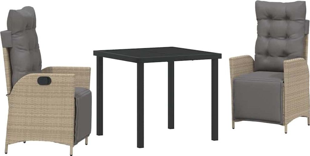 Garten Essgruppe mit Kissen 3 pcs Beige Poly-Rattan