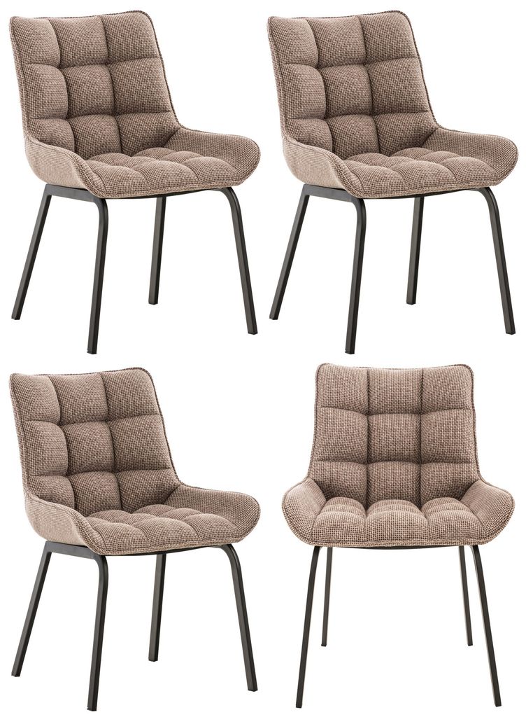 4er Set Stuhl HLO-CP35 Stoff schwarz terrabraun