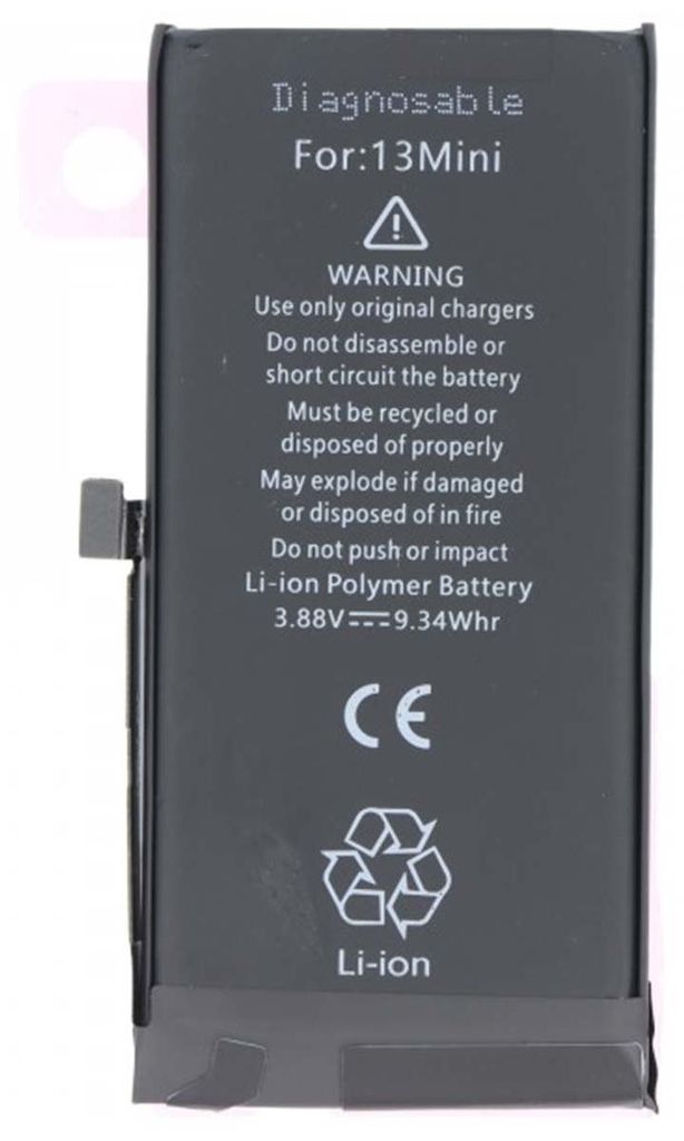 Avizar, Diagnose-Akku iPhone 13 Mini 3,88V 2406mAh, Schwarz