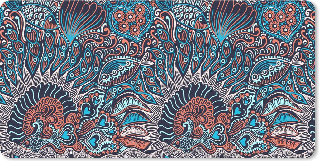 MuchoWow Schreibtischunterlage Fisch - Koralle - Unterwasser - Abstrakt - Muster 80x40 cm - XXL Mauspad - Gaming Mauspad