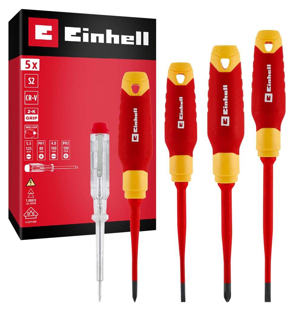 EINHELL Elektriker-Schraubendreher-Set VDE, 370541, 5-teilig