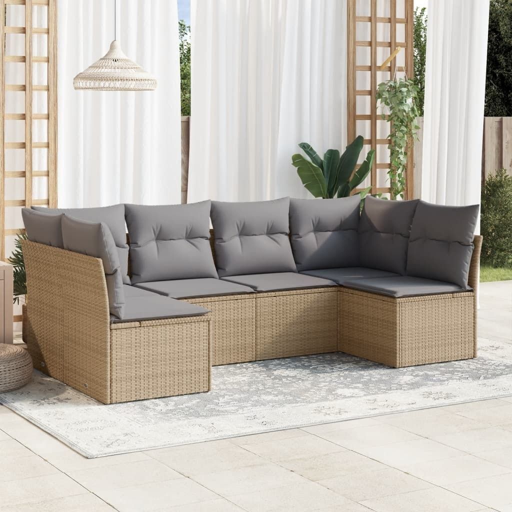 Maison Exclusive - 6-tlg. Garten-Sofagarnitur mit Kissen Beige Poly Rattan