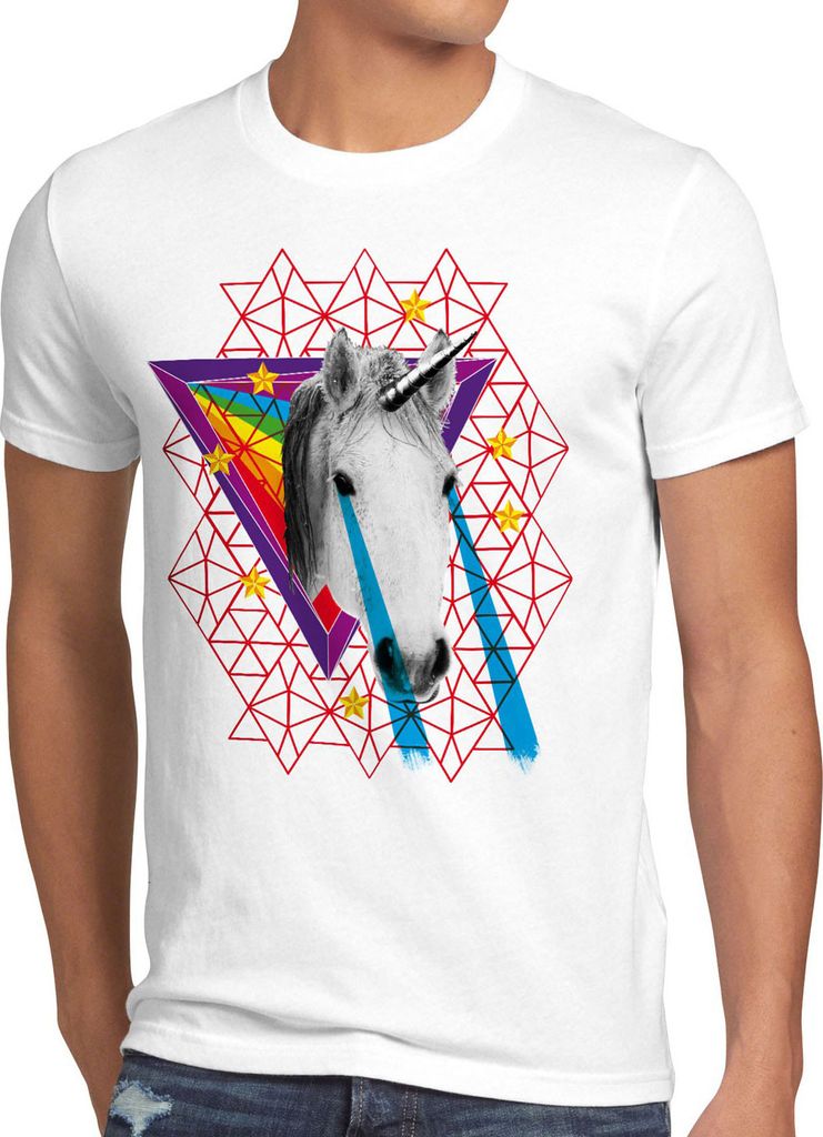 style3 Unicorn Laserhead Einhorn Herren T-Shirt Trash Regenbogen