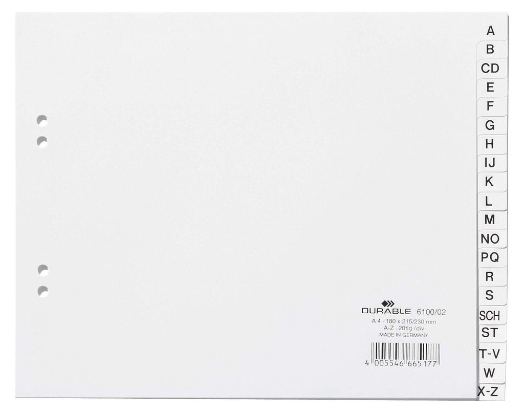 DURABLE Divisorio A4 in PP 20 tasti A-Z cavalierini Immagine del prodotto 