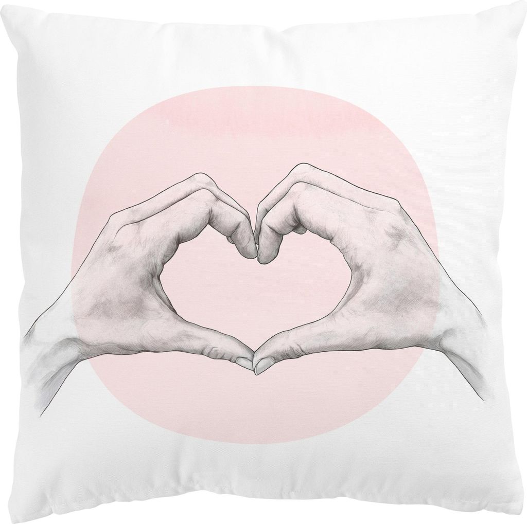 Dekokissen Portrait draußen / Outdoor Zierkissen waschbar Design rosa Illustration Sofakissen ohne Füllung