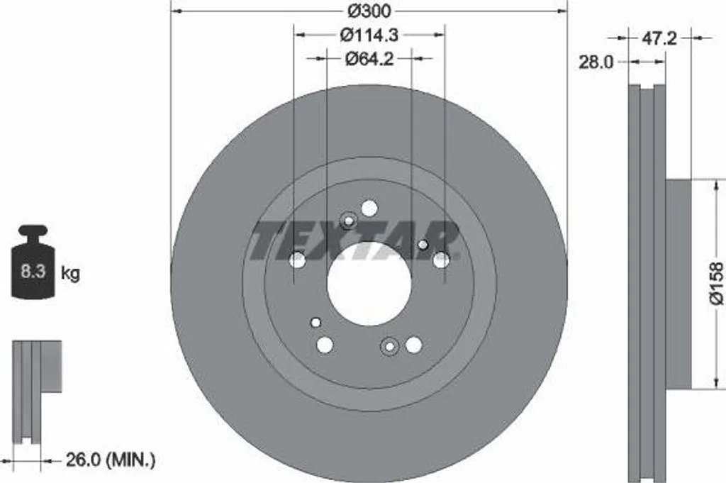 Disque de frein TEXTAR 92284603 OE 45251SEAJ01 pour Honda Accord