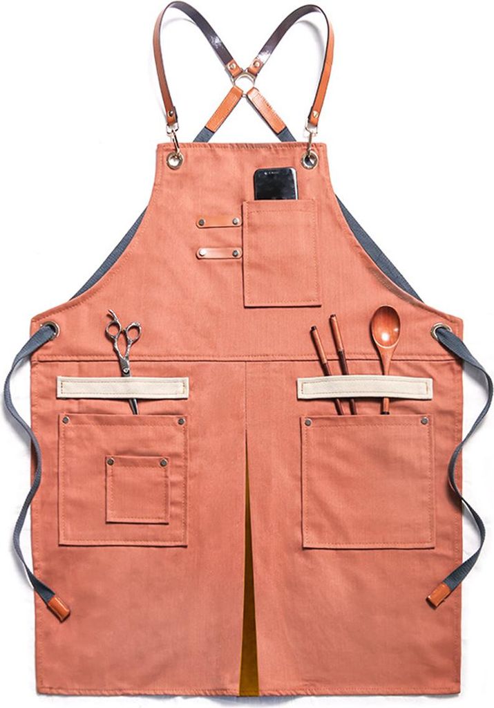 Schürzen für Männer, Frauen mit Taschen, Baumwolle, strapazierfähig, für Küche, Werkstatt, Grillen, Kochschürze