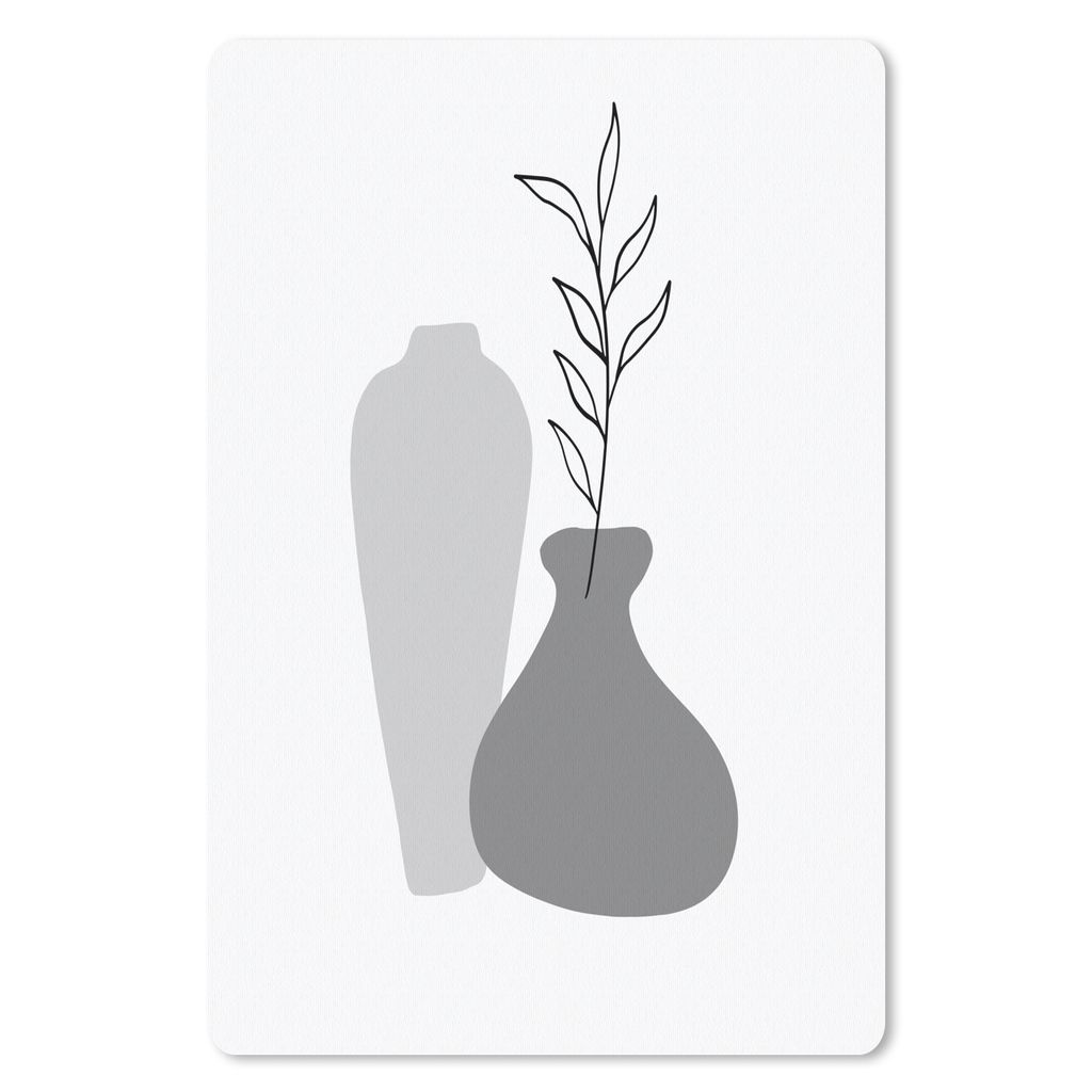 MuchoWow Mauspad Mousepad Zeichnung - Pflanze - Schwarz - Weiß 18x27 cm - Mousepads - Maus Mat - Pad - Mausunterlage