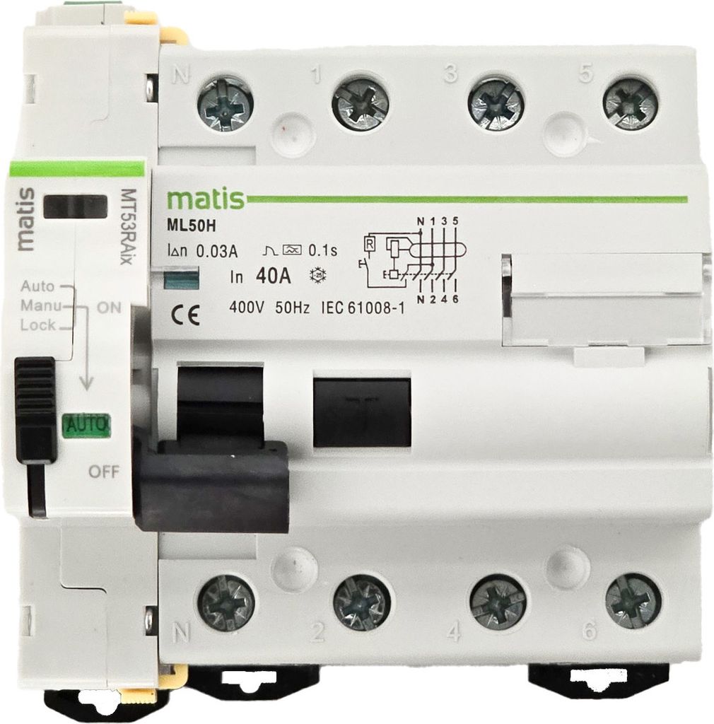 Matis MT53RAi Auto Recloser für FI 40A/30mA, 4-pol, Wiedereinschaltautomat, Fernsteuerung, 18mm