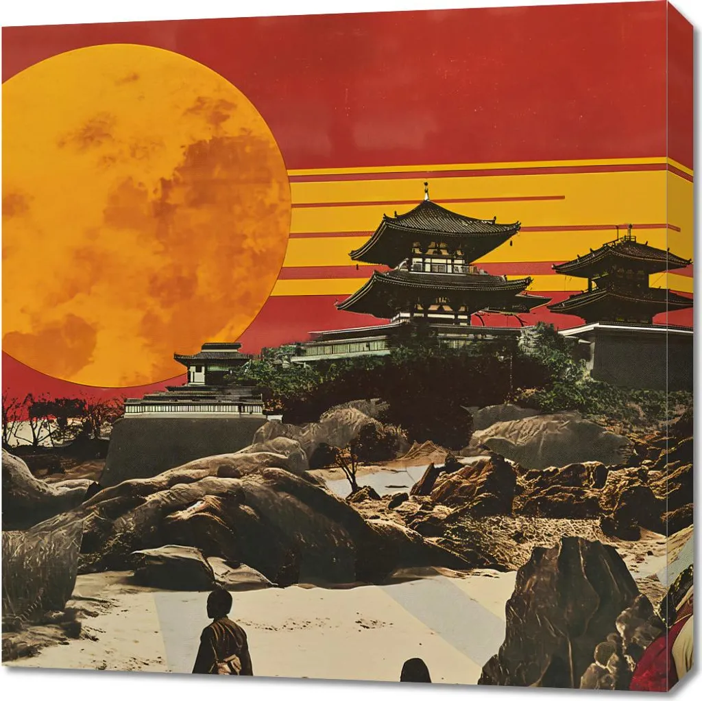 Quadro Zen Sole Rosso 70x70 cm - Decorazione Parete Soggiorno Moderno