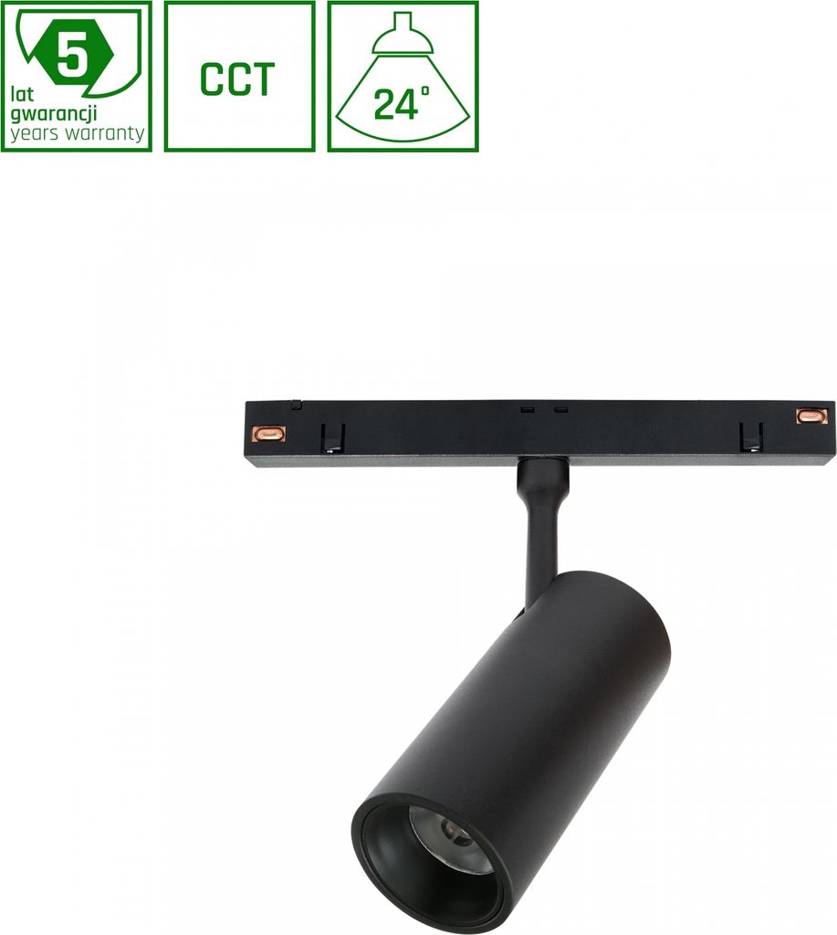 SPOT M LED Stromschienenstrahler 48V 10W 24° CCT Schwarz