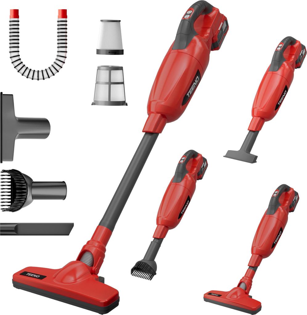 TEENO Akku Staubsauger Lithium 150W/13KPA - staubsauger mit 4Ah Li-Ion Akku für Haus, Auto, Büro & Sofa