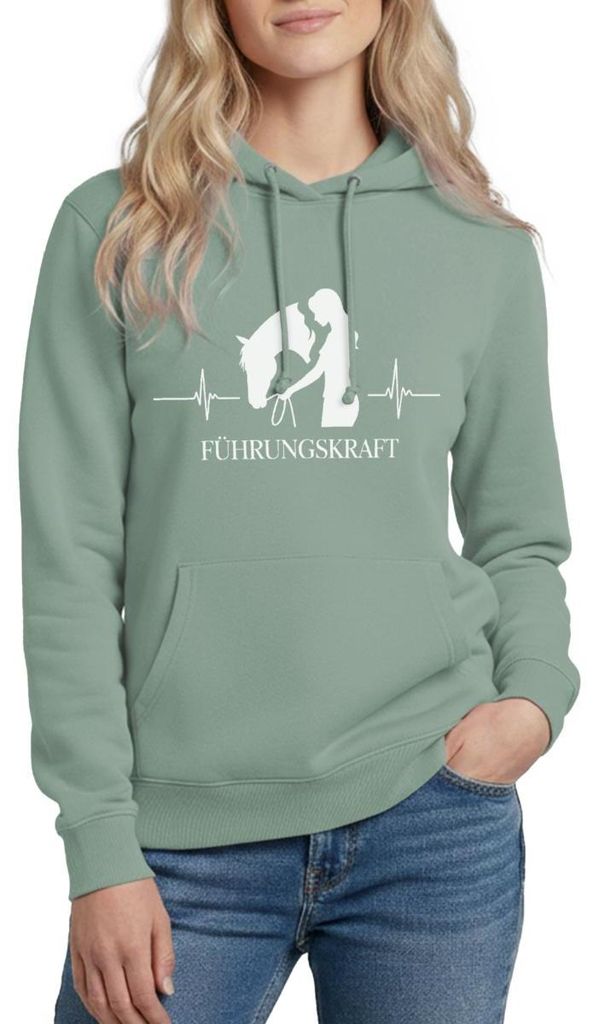 Spreadshirt Führungskraft | Mensch Und Pferd Team Damen Hoodie, M, Graugrün