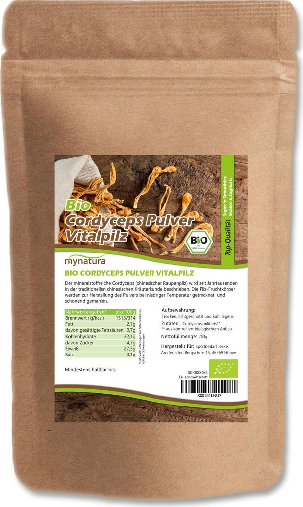 Mynatura Cordyceps Pilzpulver – Pflanzliches Superfood| Vielseitig & Mineralstoffreich 0,2Kg