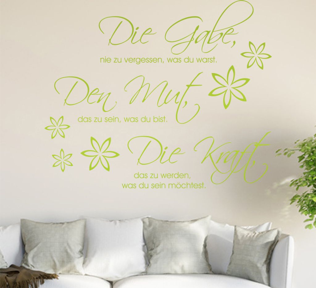 Die Gabe nie zu ... Wandtattoo in 6 Größen - Wandaufkleber Wall Sticker - Dekoration, Küche, Wohnzimmer, Schlafzimmer, Badezimmer