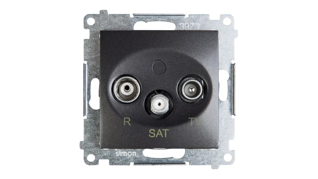Prise Triple TV Satellite et Radio Simon 54 Anthracite DASK.01/48 Mat