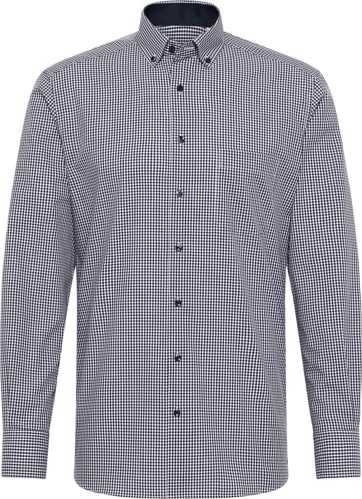 Eterna Business-Hemd Modern Fit dunkelblau und weiß kariert Baumwolle
