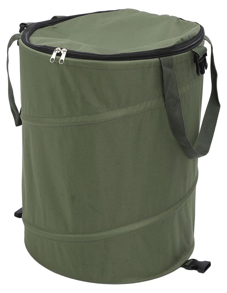 Camping Mülleimer mit Reißverschluss Deckel 24 Gallonen große Kapazität faltbare tragbare Garten Müllcontainer für Outdoor-Picknick OD Grün