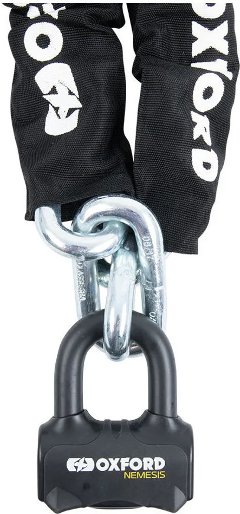 Chaîne Antivol Moto Oxford Nemesis 16mm de 2m pour Ancrage Point Fixe Mural
