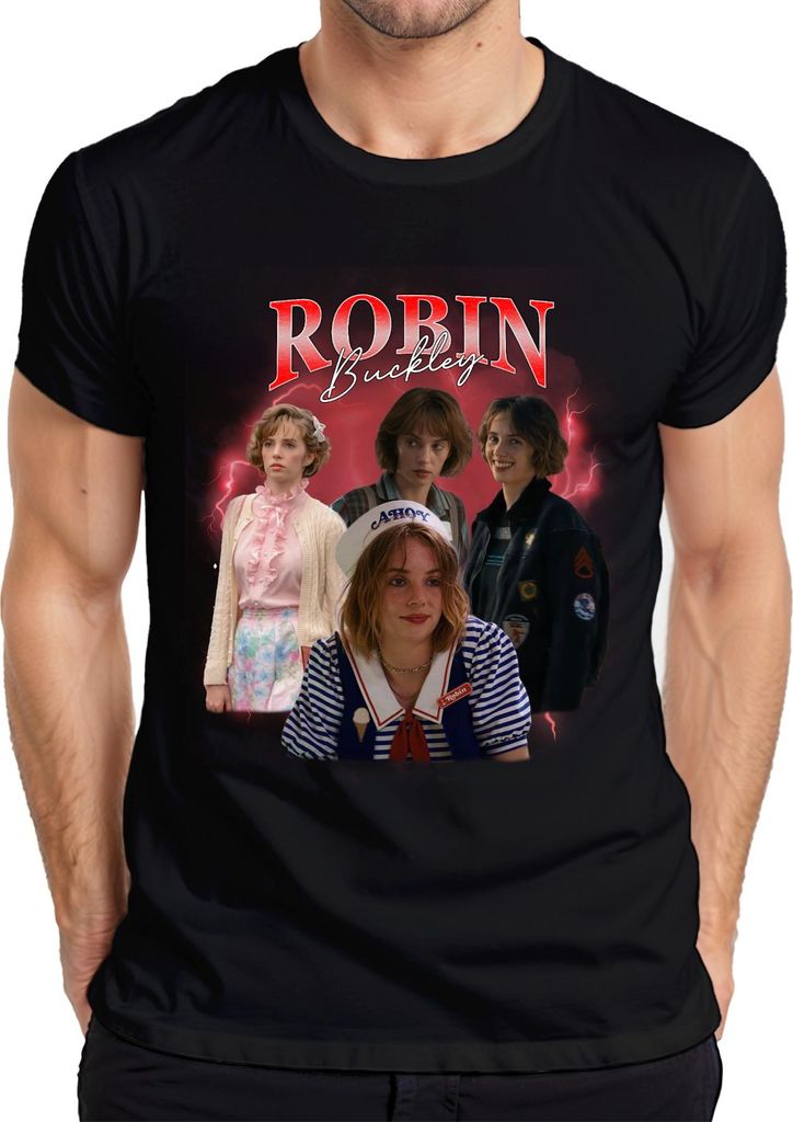 Robin Buckley Stranger 80er Retro Fan Geschenk Vintage 90er Bootleg Herren T-Shirt, Schwarz, 3XL