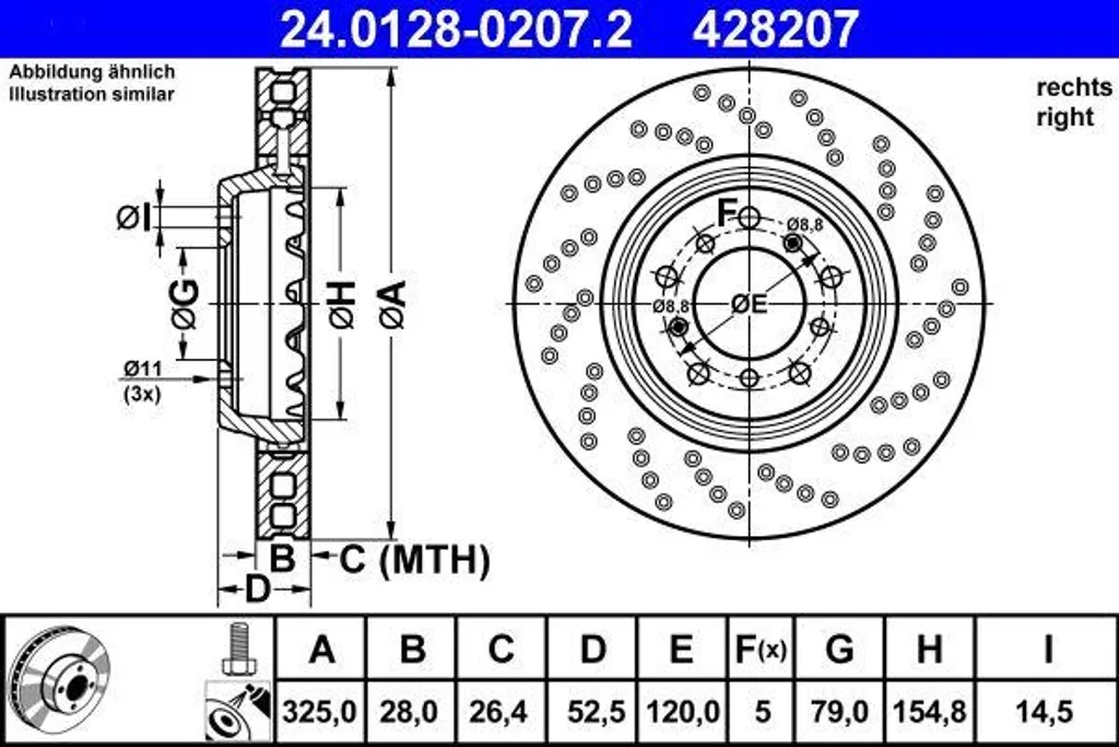 Disque de frein ATE sans vibrations pour BMW E46 - Remplace 34112282302