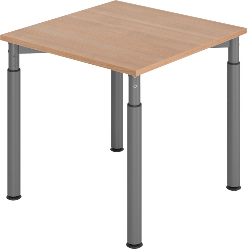 bümö Schreibtisch Serie-Y - Größe: 80 x 80 cm, Gestell: Graphit, Nachbildung: Nussbaum