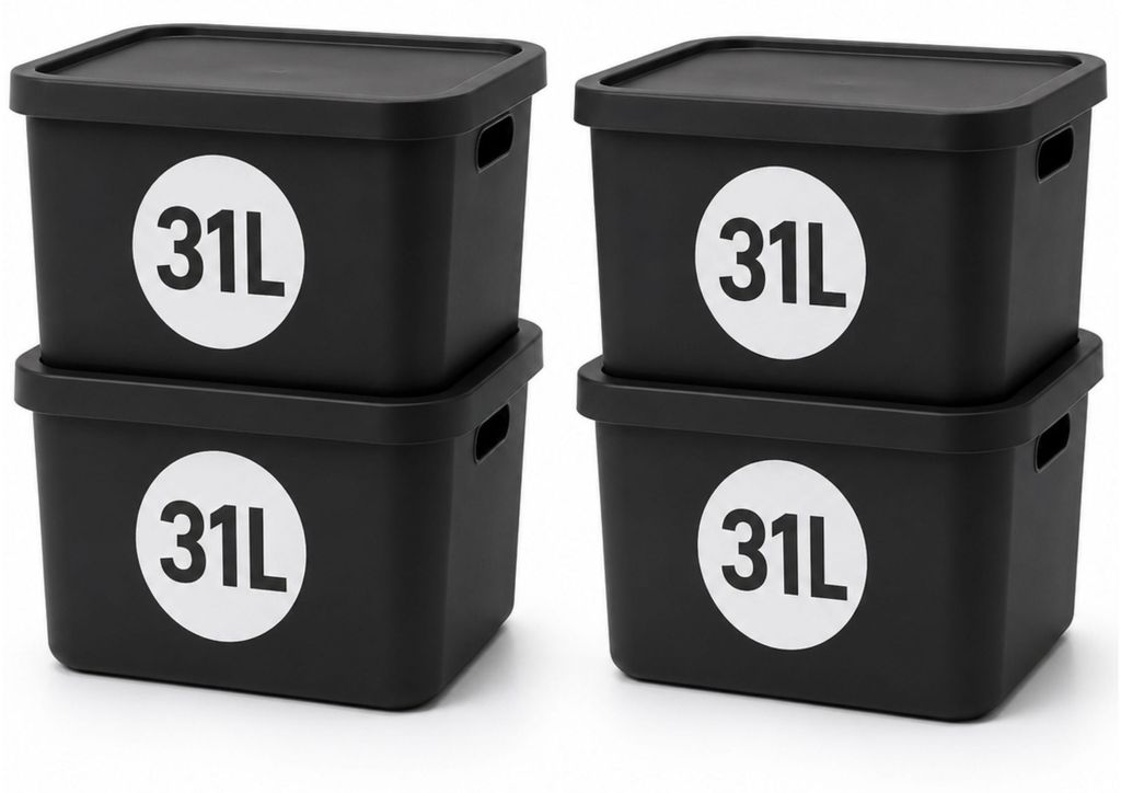 Plastard Aufbewahrungsbox mit Deckel 4er-Set 31 Liter in Produktbild 