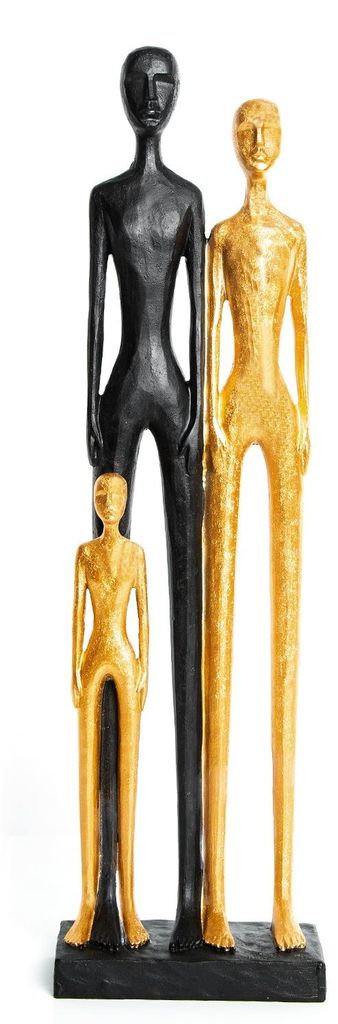 Edle Skulptur - Familie Mann Frau Kind - schwarz Gold modern 60 cm