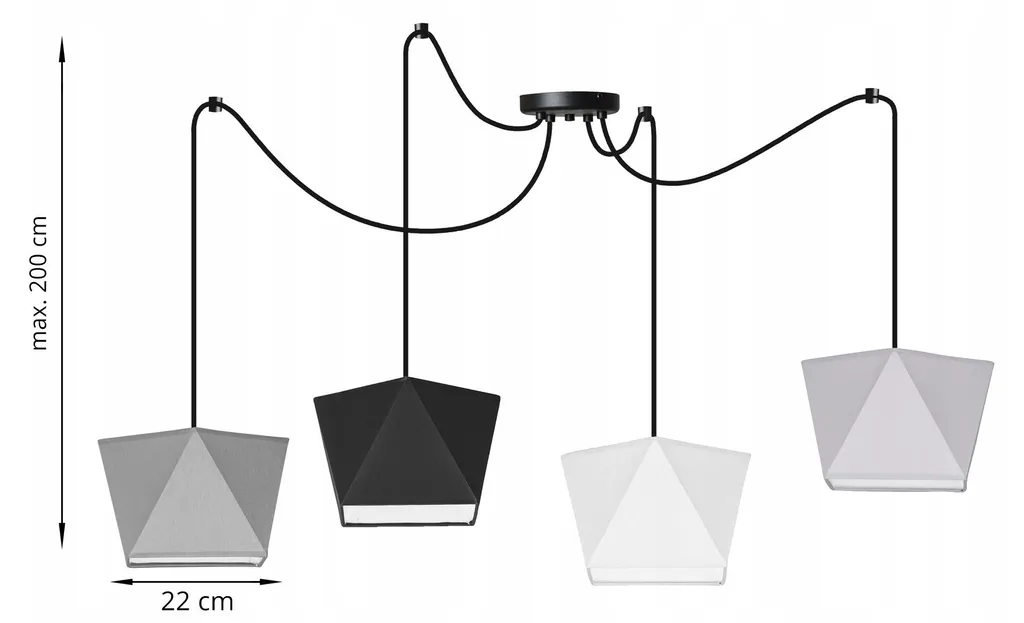 Lustre suspension araignée style loft rétro pour ampoules E27 - 4
